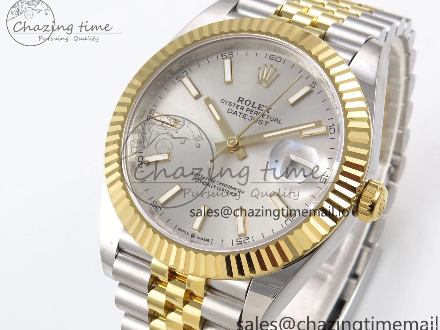 Silver 126333 Best DateJust 41 Edition A3235 SS Stick on YG EWEF Dial Jubilee Bracelet 0118